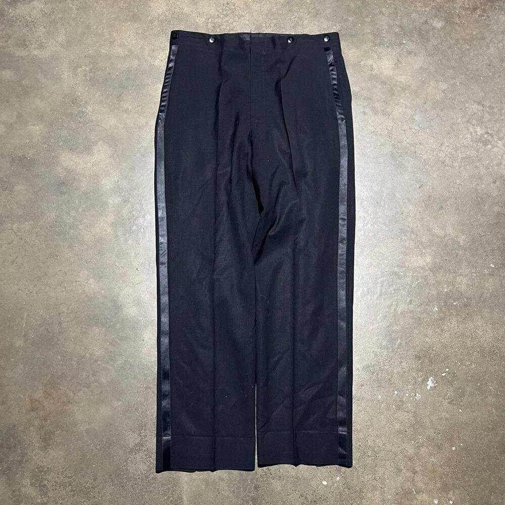 Vintage 50s Black Tuxedo Dress Formal Trousers 34x26